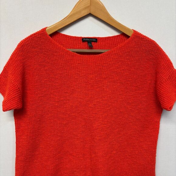 Eileen Fisher Short Sleeve Knit Sweater XXS 2XS Organic Cotton Linen C056 -13 - Picture 7 of 13